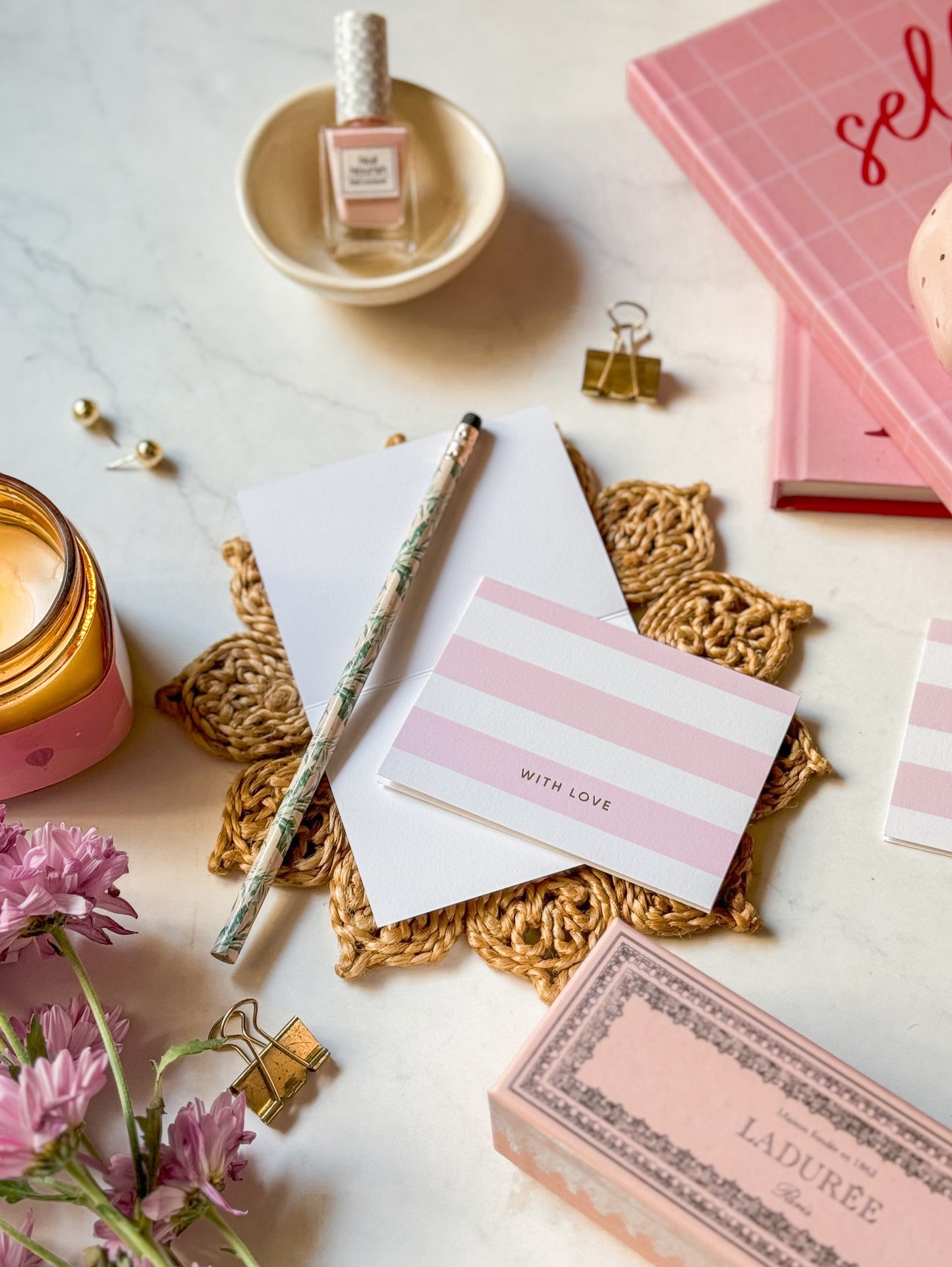 Striped | Baby Pink | Note Cards