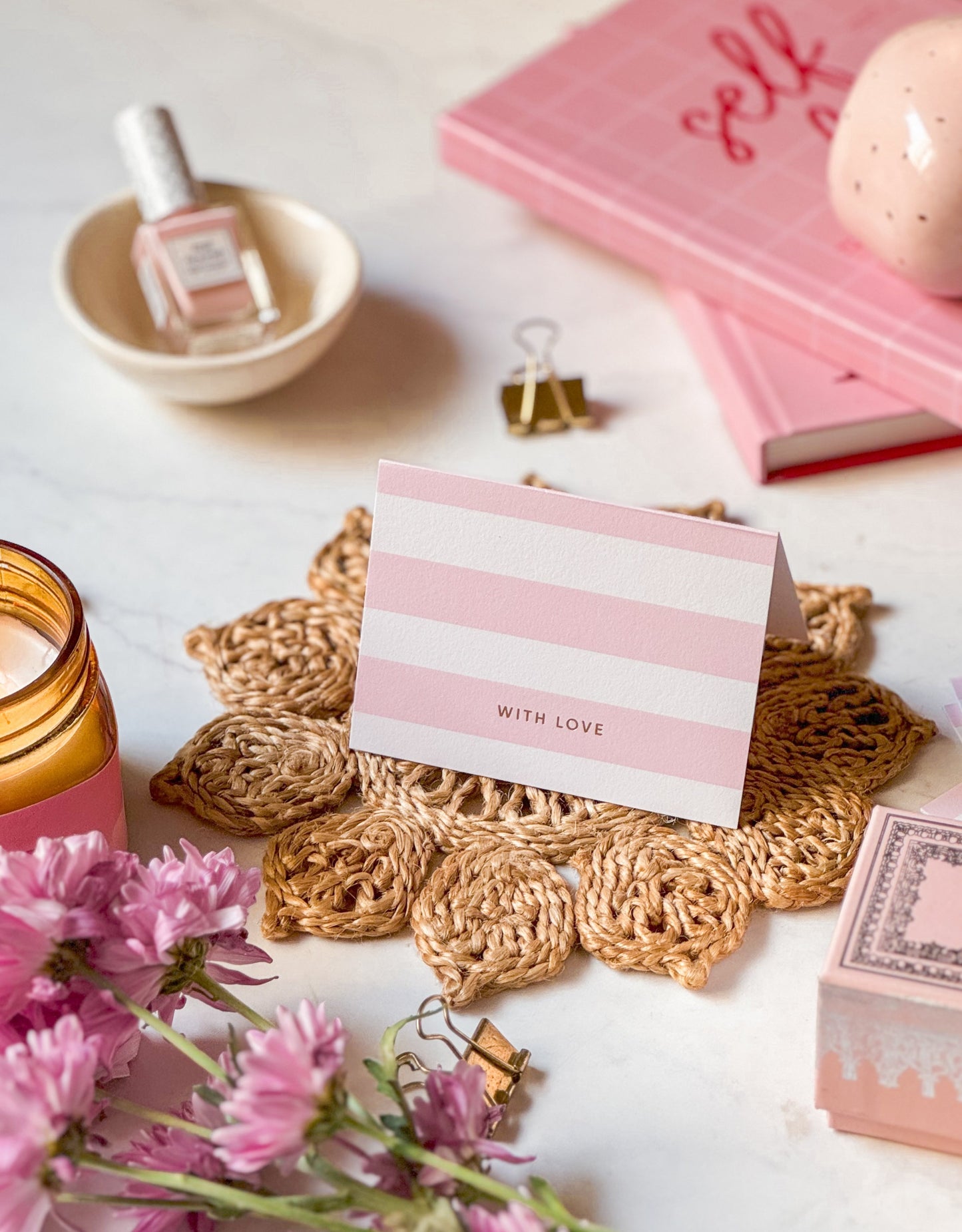 Striped | Baby Pink | Note Cards