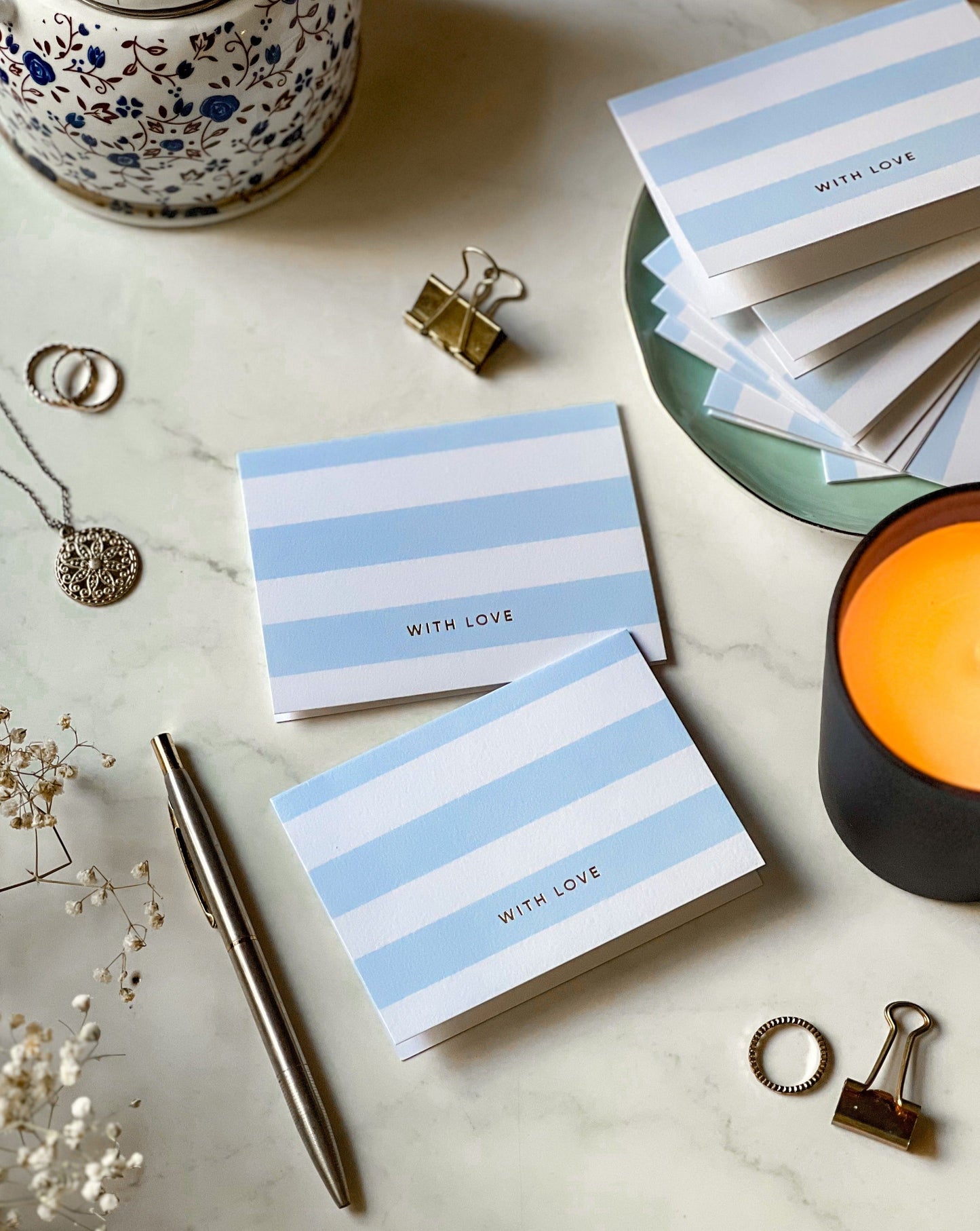 Striped | Powder Blue | Note Cards