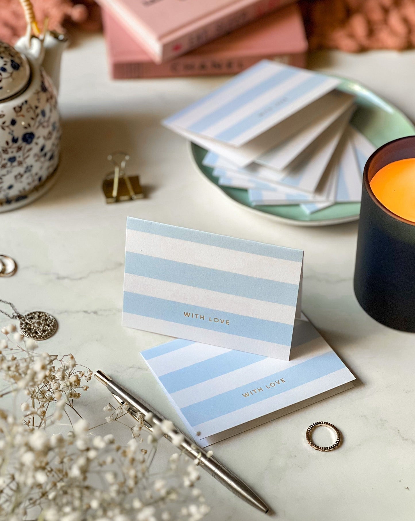 Striped | Powder Blue | Note Cards